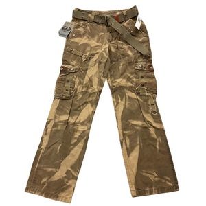 X-RAY Jeans Cargo Pants Brown Camo Straight 30x30 Belted NWTS (SKU 238)